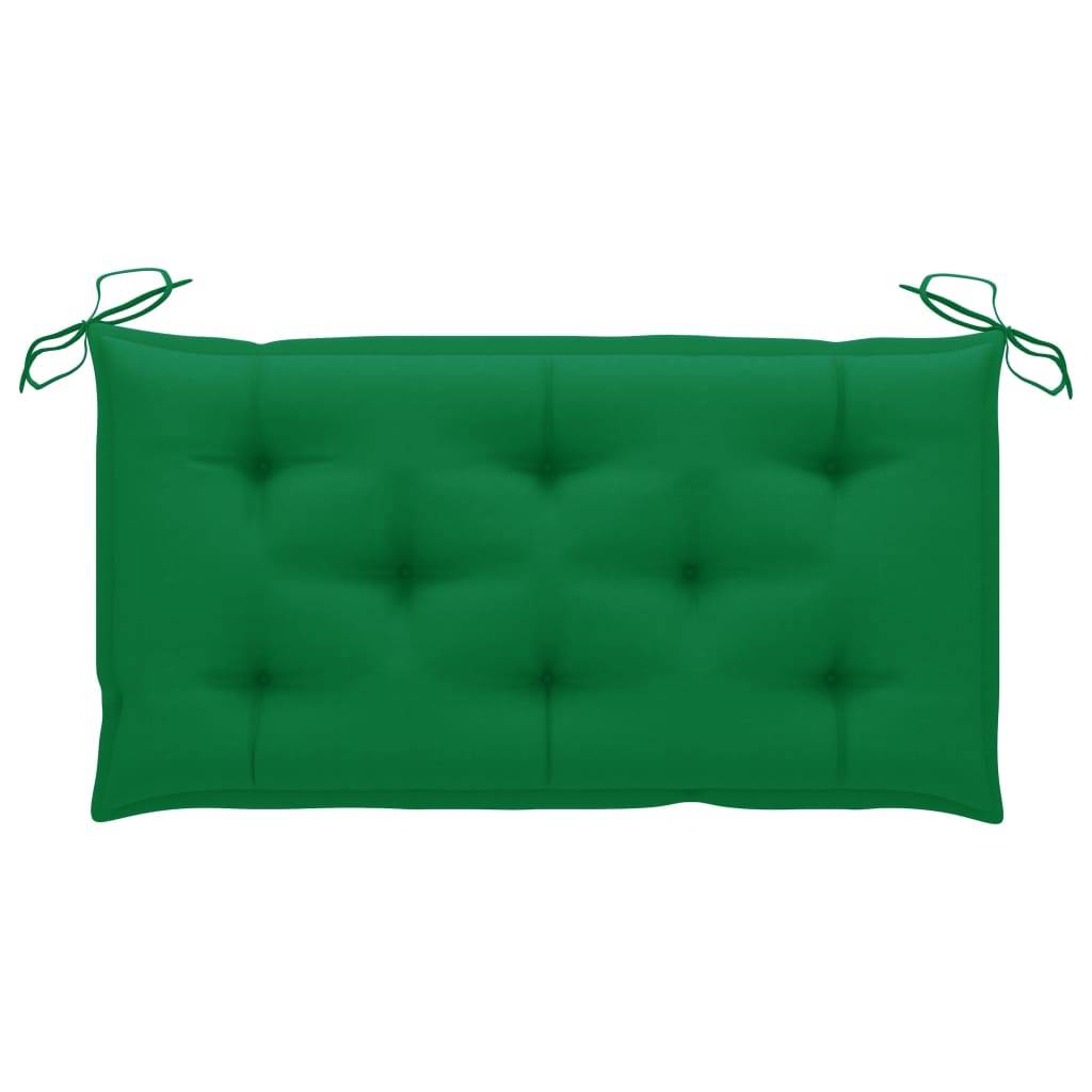 Helloshop26 - Banc de jardin meuble de patio d'extérieur terrasse avec coussin vert 112 cm bois de teck massif - Imagen 6