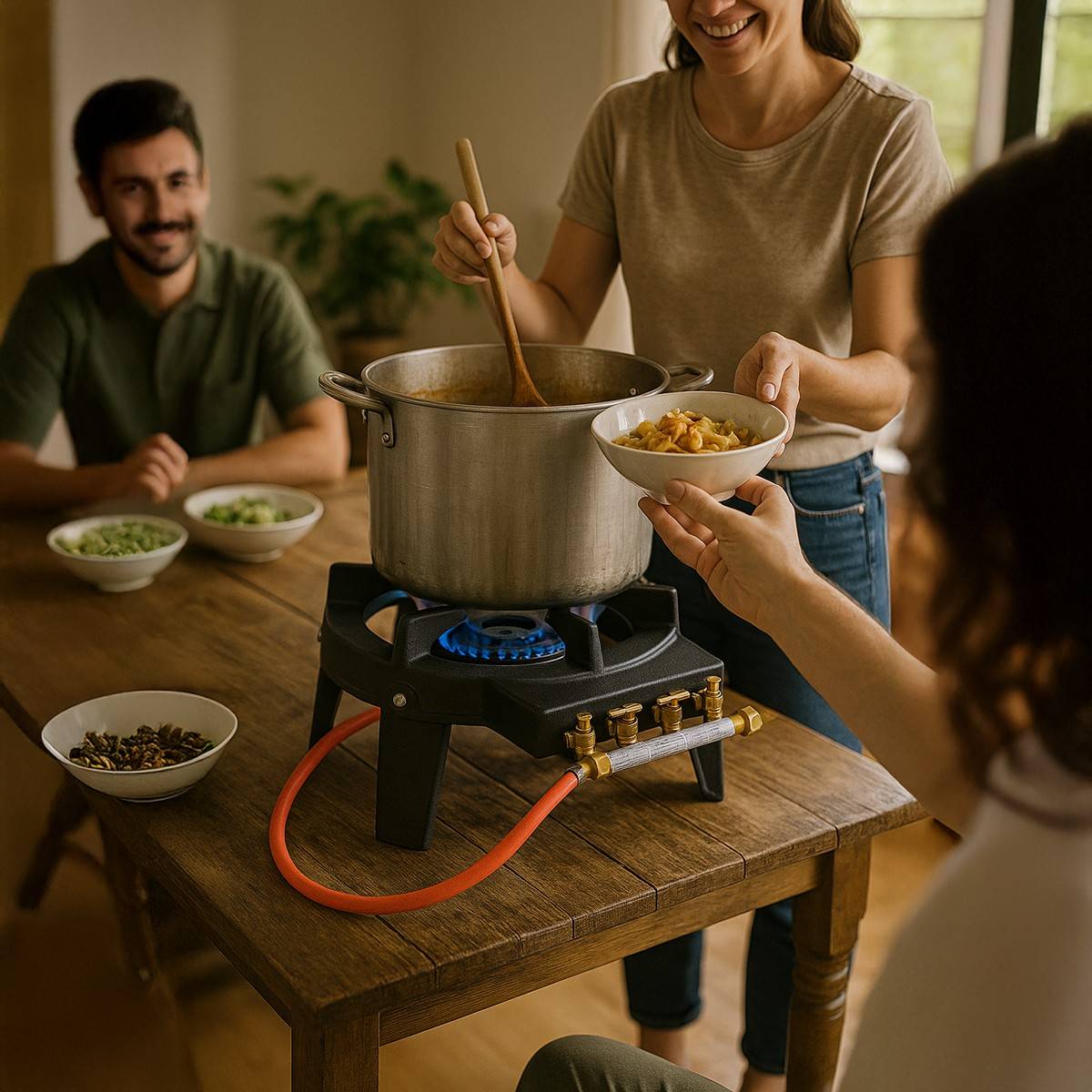 Rechaud TRAITEUR à gaz fonte 9.8 KW 4 pieds 3 robinets Puissant et Stable TRIGLAV - Imagen 3