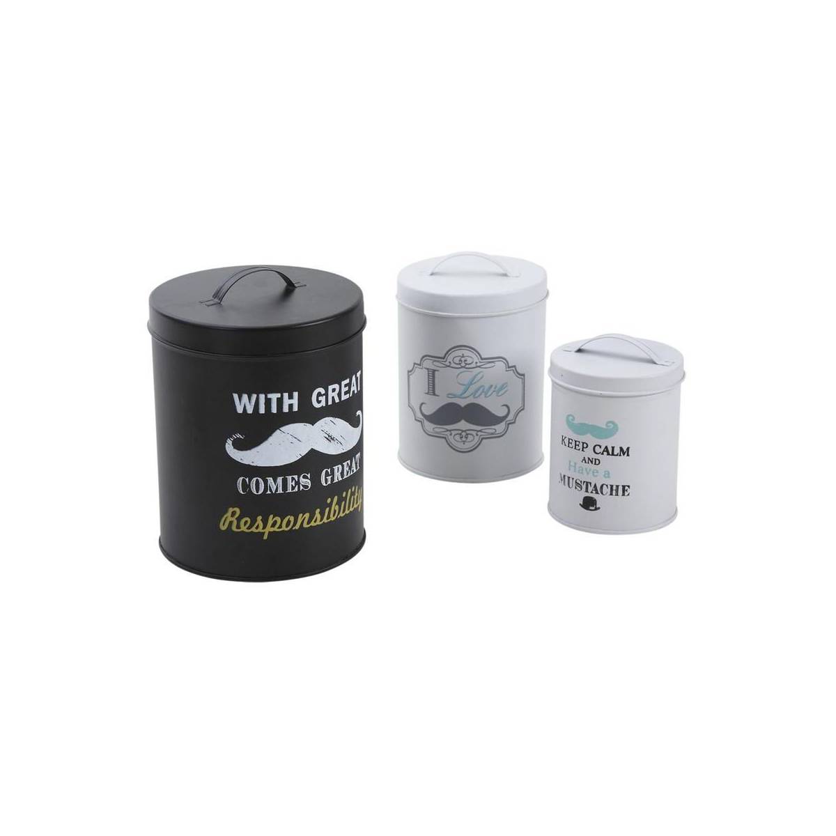 Aubry Gaspard - Boite ronde de rangement Moustache (Lot de 3) Aubry Gaspard