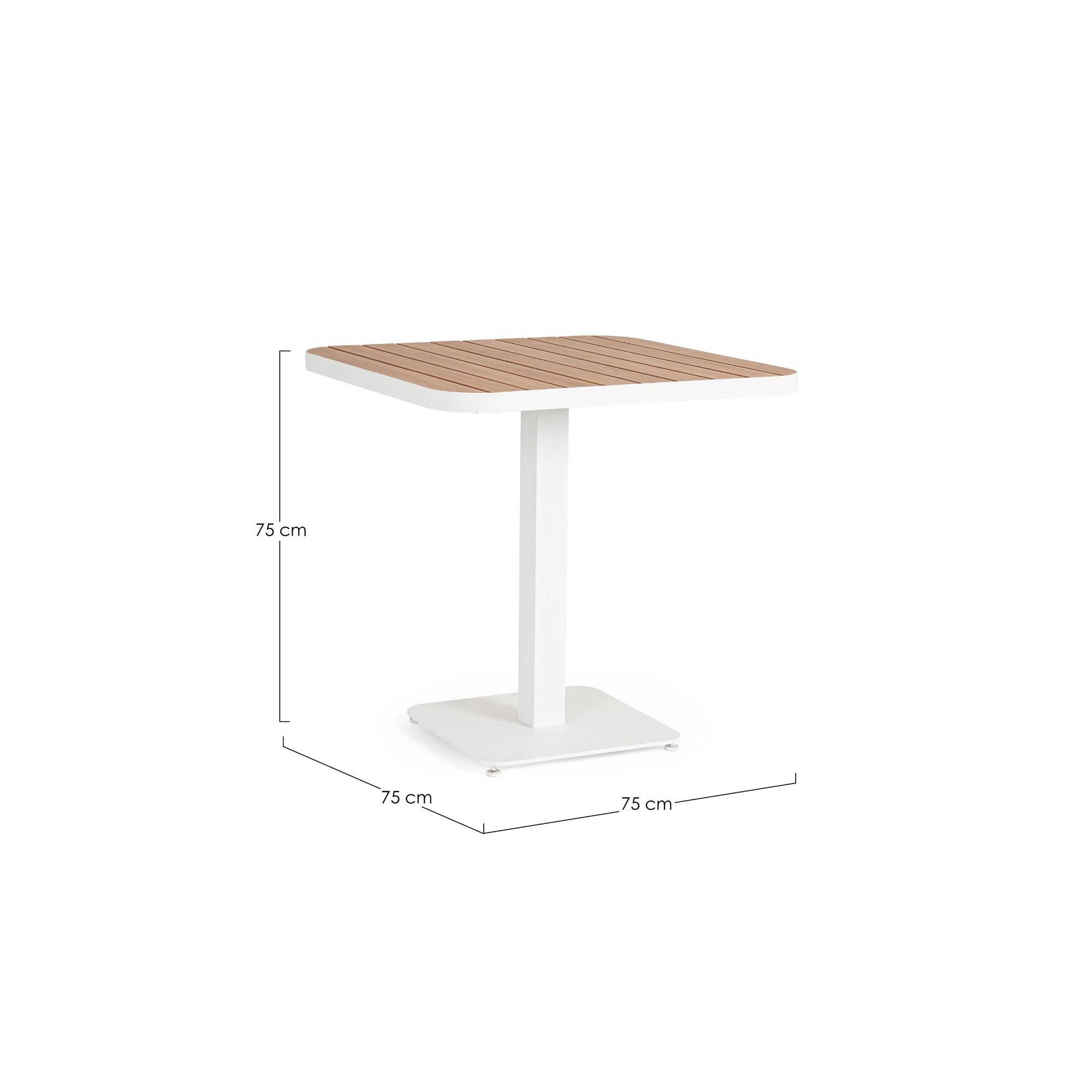 Autre - Table de jardin carrée en métal blanc L78 2 personnes - BAVARO - Image 4