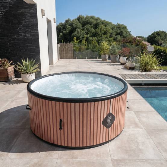 Spa gonflable chauffant & massant imitation bois 150 cm - Image 4