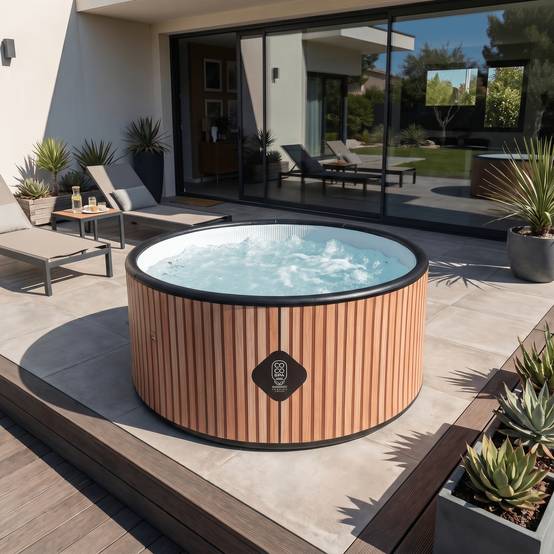 Spa gonflable chauffant & massant imitation bois 150 cm - Image 3