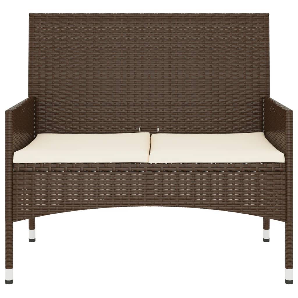 Helloshop26 - Banc de jardin 90 x 51 x 85 cm meuble de patio d'extérieur terrasse à 2 places avec coussins marron résine tressée - Imagen 2