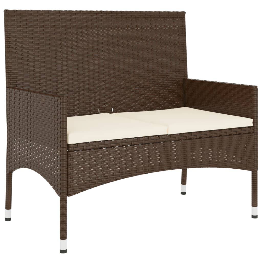 Helloshop26 - Banc de jardin 90 x 51 x 85 cm meuble de patio d'extérieur terrasse à 2 places avec coussins marron résine tressée - Imagen 1