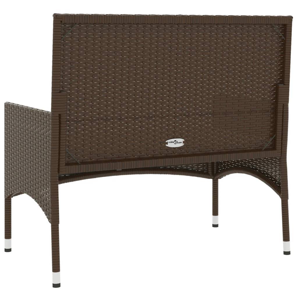 Helloshop26 - Banc de jardin 90 x 51 x 85 cm meuble de patio d'extérieur terrasse à 2 places avec coussins marron résine tressée - Imagen 5