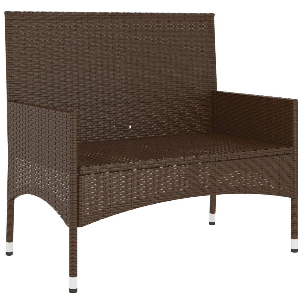Helloshop26 - Banc de jardin 90 x 51 x 85 cm meuble de patio d'extérieur terrasse à 2 places avec coussins marron résine tressée - Imagen 3