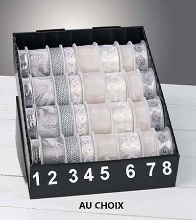 Artificielles - Ruban de decoration pour fetes tables sapin 40 mm à l'unité N 2 - dimhaut: H 40 cm - couleur: Gris antique