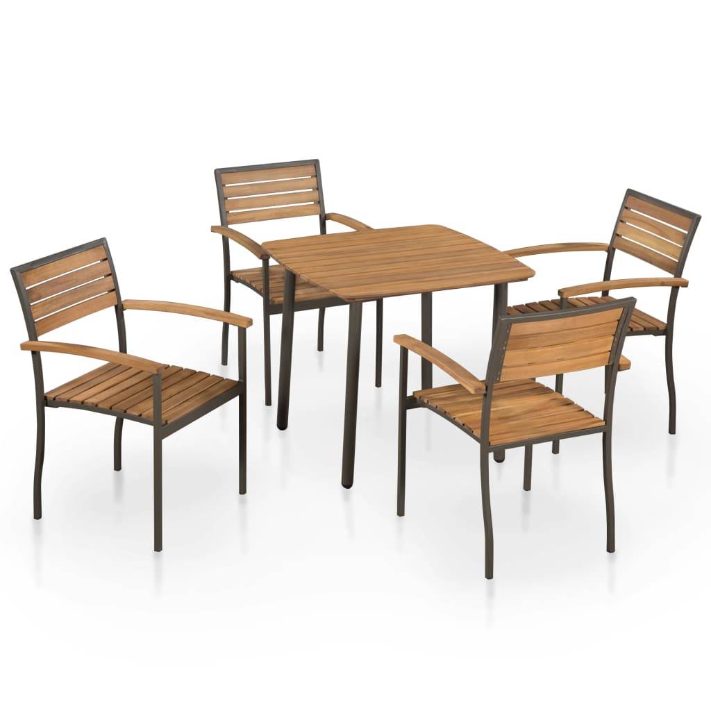 Vidaxl - Ensemble à manger d'extérieur 5pcs Bois acacia solide et acier vidaXL 44230 - Imagen 1