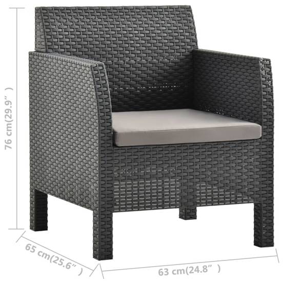 Petit Salon de Jardin 2pcs Polypropylène pour Balcon Anthracite – ComfortXL Outdoor Living - Image 8
