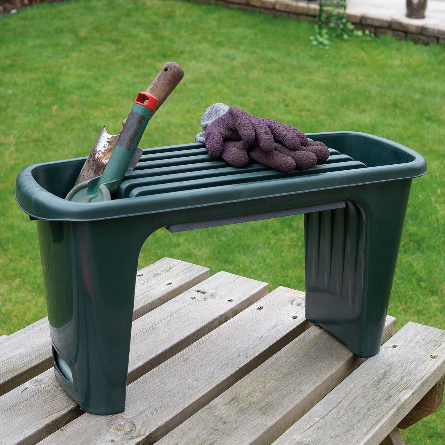 Tabouret Agenouilloir de jardin rembourré 3 en 1 avec siège et rangement pour outils - Aidapt GH346 - Image 3