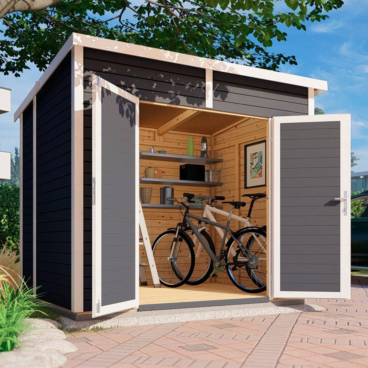 Abri de jardin en bois anthracite Bertilo 4,32 m² - Bertilo - Imagen 2