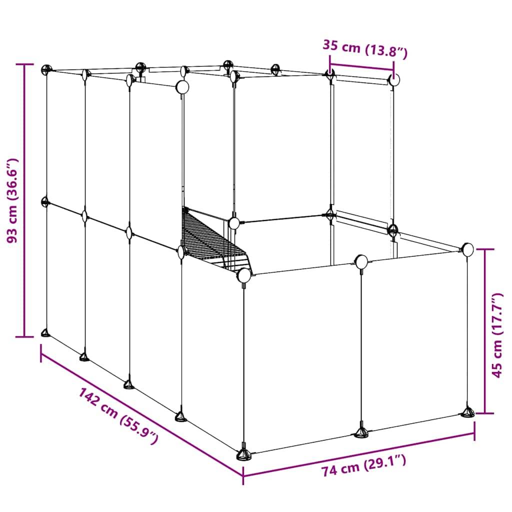 Vidaxl - Cage pour petits animaux Transparent 142x74x93 cm PP et Acier vidaXL 340574 - Imagen 3