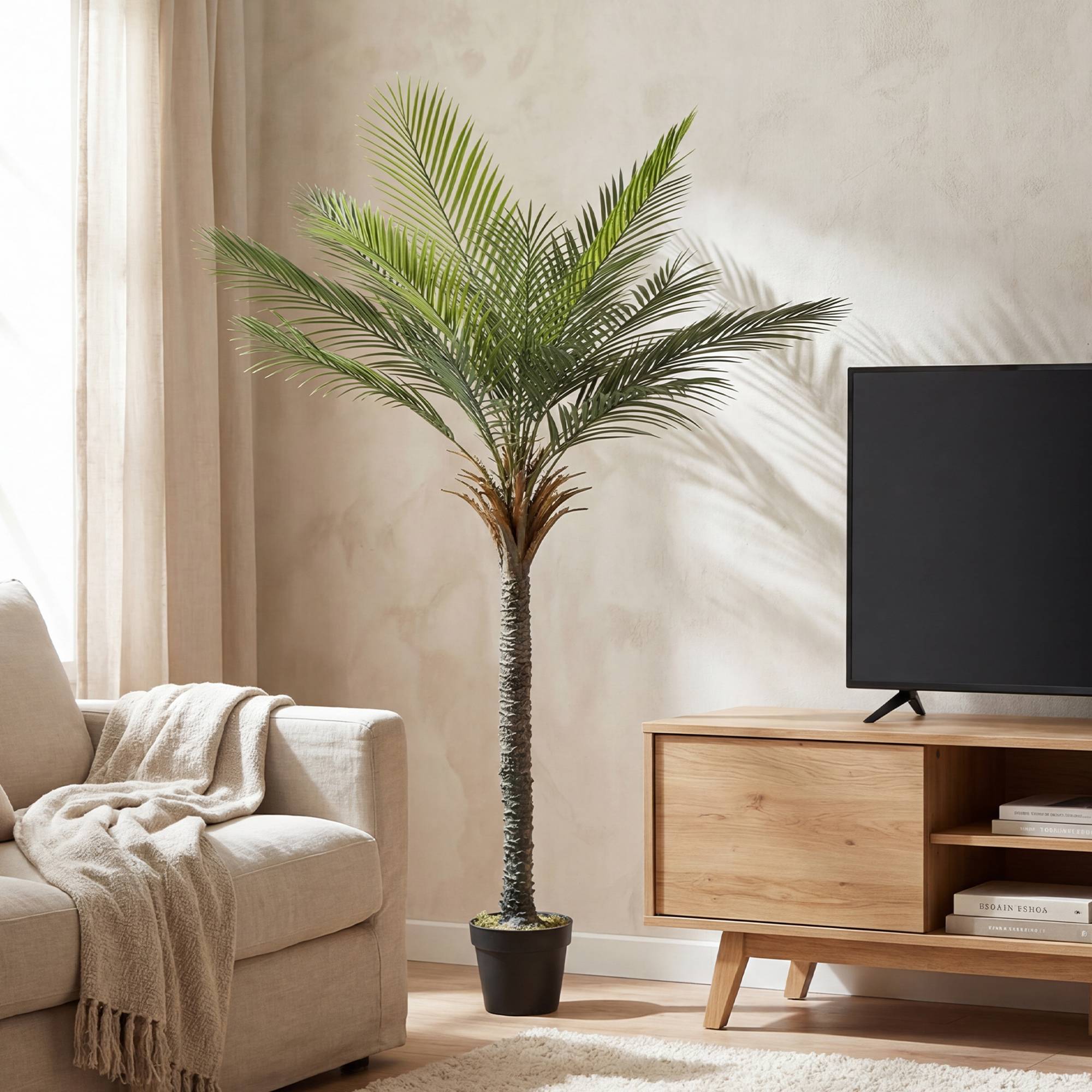 Palmier artificiel plastique vert 80 x 60 x 180 cm - PANGIVO - Image 4
