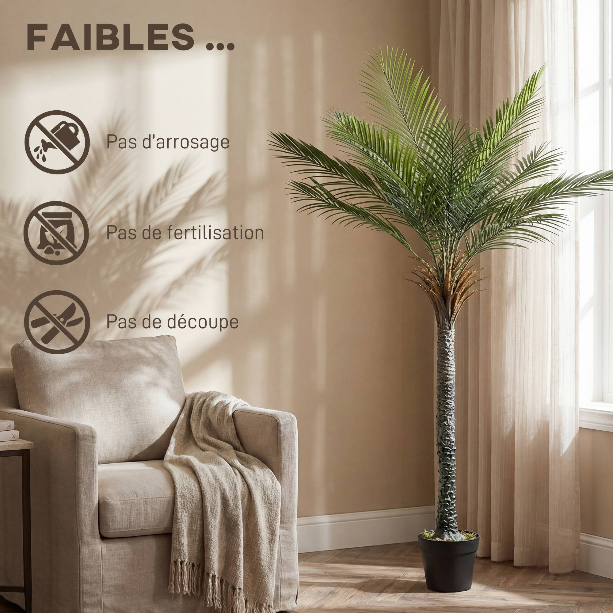 Palmier artificiel plastique vert 80 x 60 x 180 cm - PANGIVO - Image 8