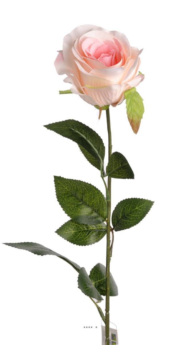 Artificielles - Rose Nina factice Rose tendre H70cm Tête de 9cm et 3 belles feuilles - couleur: Rose pâle