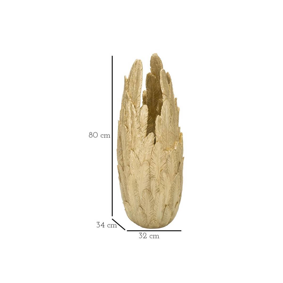 Vase Design Plumes "Feathers" 80cm Or - Image 6