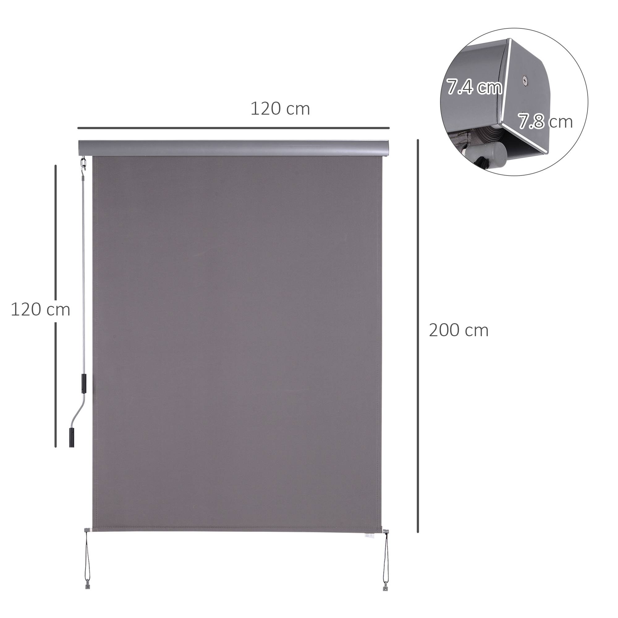 Store vertical extérieur aluminium balcon terrasse brise-vue anti-UV 120x200cm gris - ComfortXL Outdoor Living - Image 3