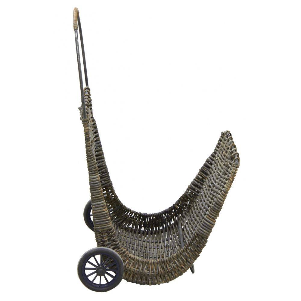Aubry Gaspard - Chariot à bûches en poelet croco sur roulettes - Imagen 2