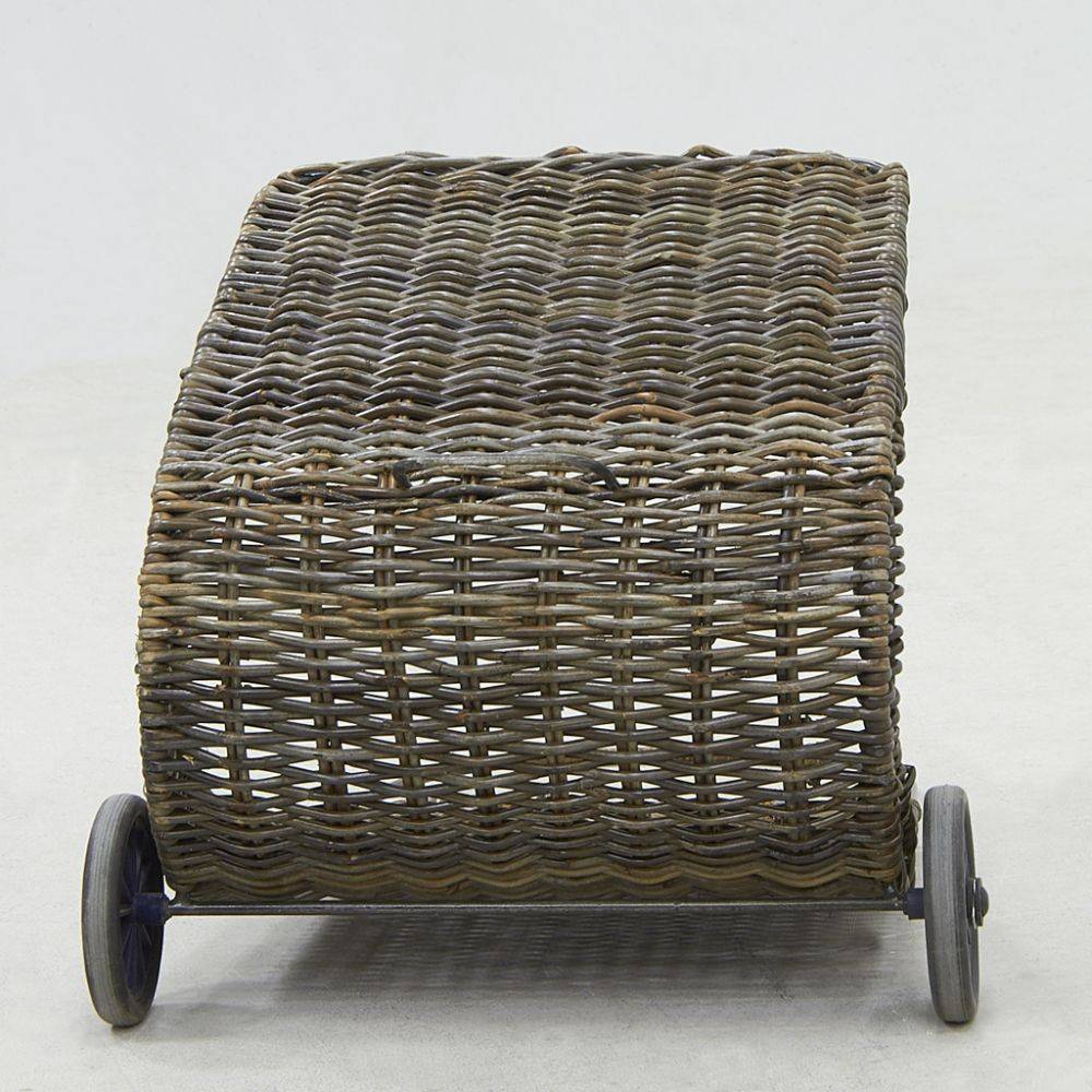 Aubry Gaspard - Chariot à bûches en poelet croco sur roulettes - Imagen 3