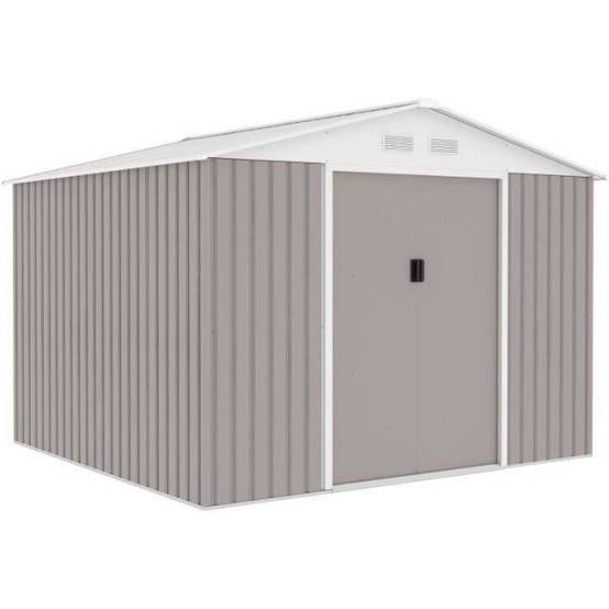 Sans Marque - Abri de jardin en métal 7,06 m² - 277 x 255 x 202 cm - MERCURE - Kit d'ancrage inclus, 2 portes coulissantes - Taupe - Image 1