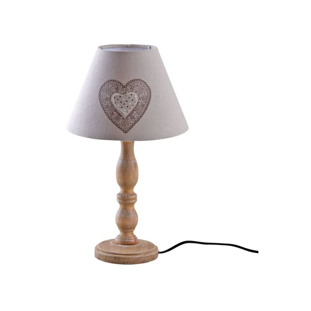 Aubry Gaspard - Lampe à poser en bois et coton imprimé coeur - Imagen 1