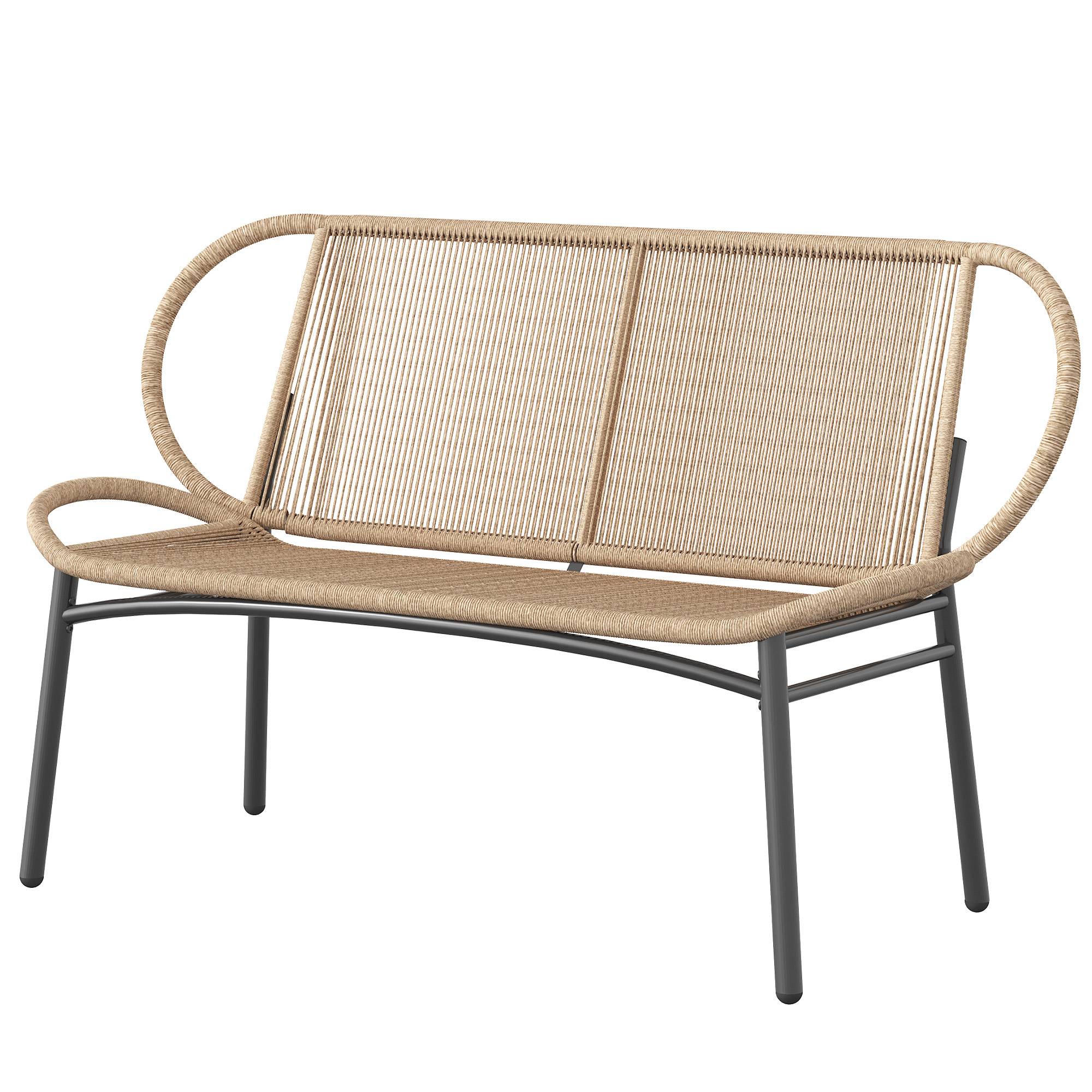 PANGIVO - Banc de jardin résine tressée et métal naturel 138 x 62 x 83 cm - PANGIVO - Image 2