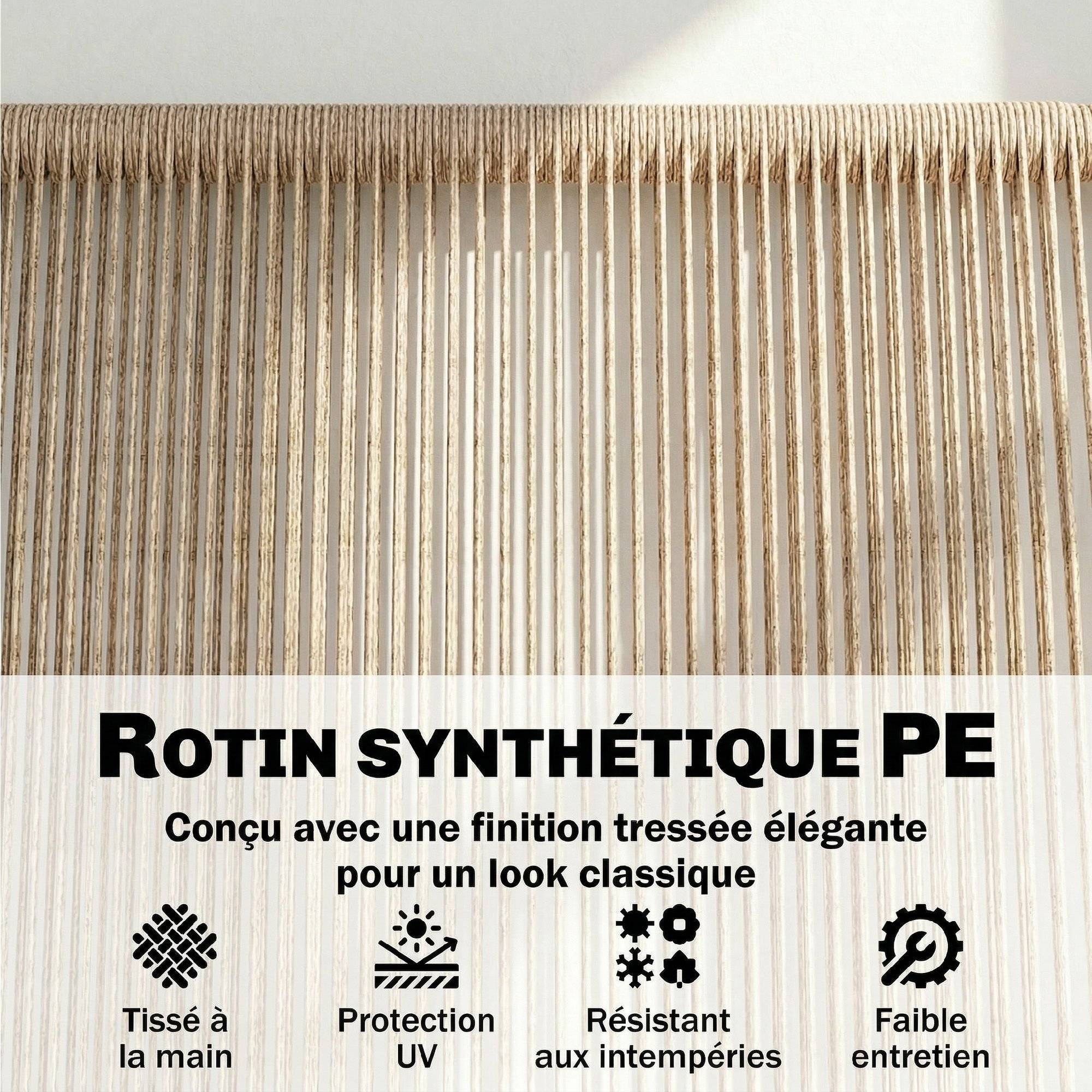 PANGIVO - Banc de jardin résine tressée et métal naturel 138 x 62 x 83 cm - PANGIVO - Image 7
