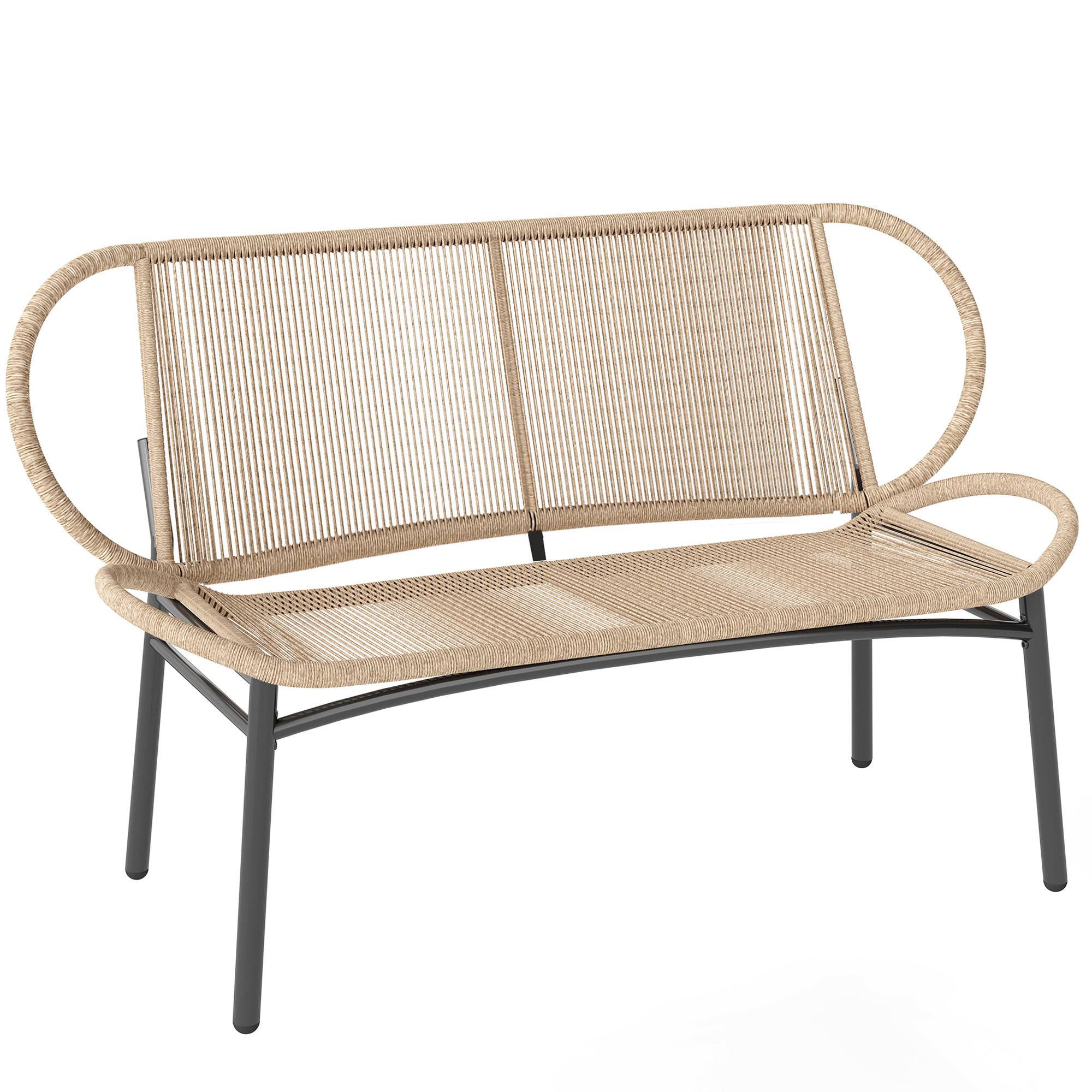 PANGIVO - Banc de jardin résine tressée et métal naturel 138 x 62 x 83 cm - PANGIVO - Image 1
