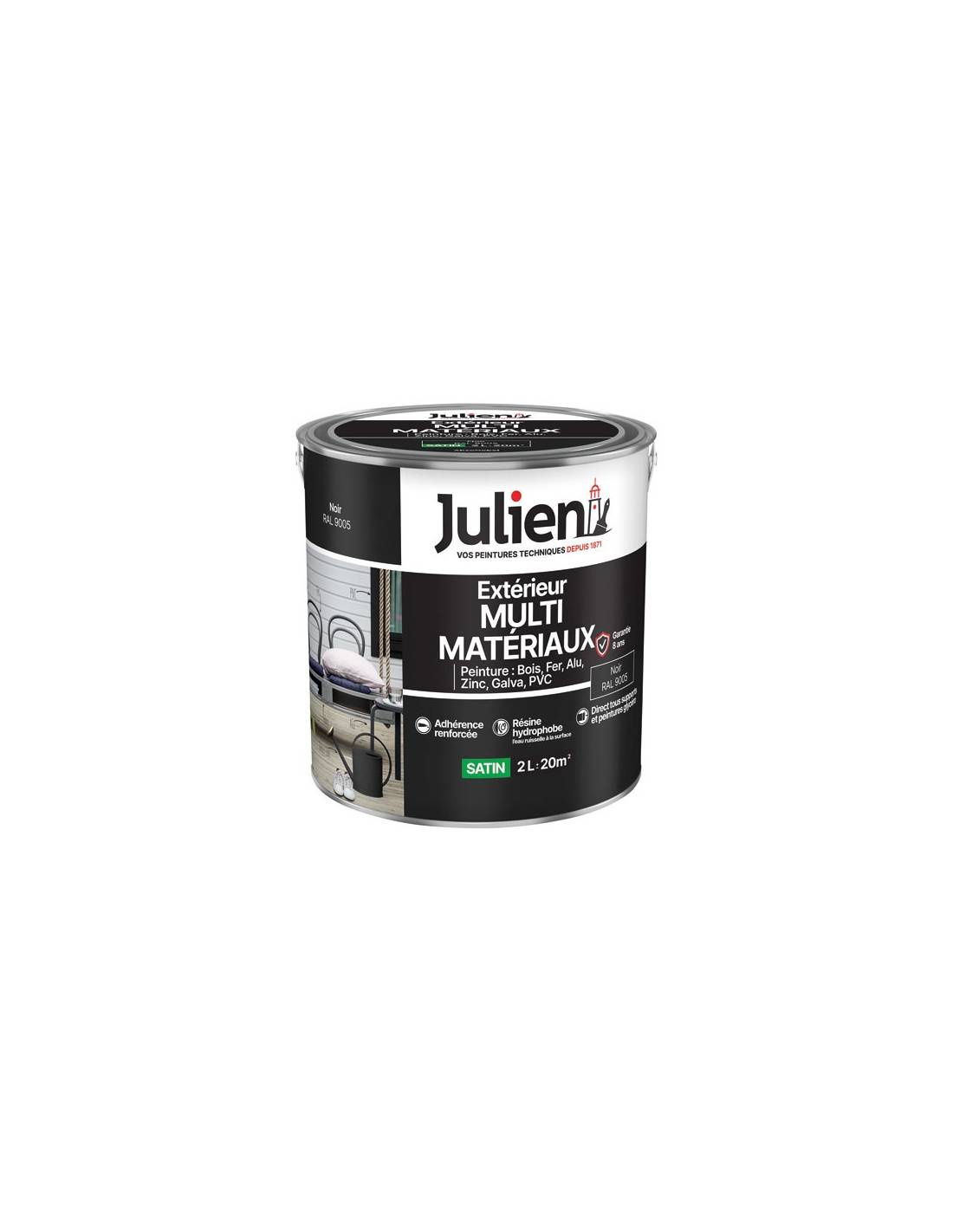 Julien - Peinture Julien Multi Matériaux Noir 2l - Julien