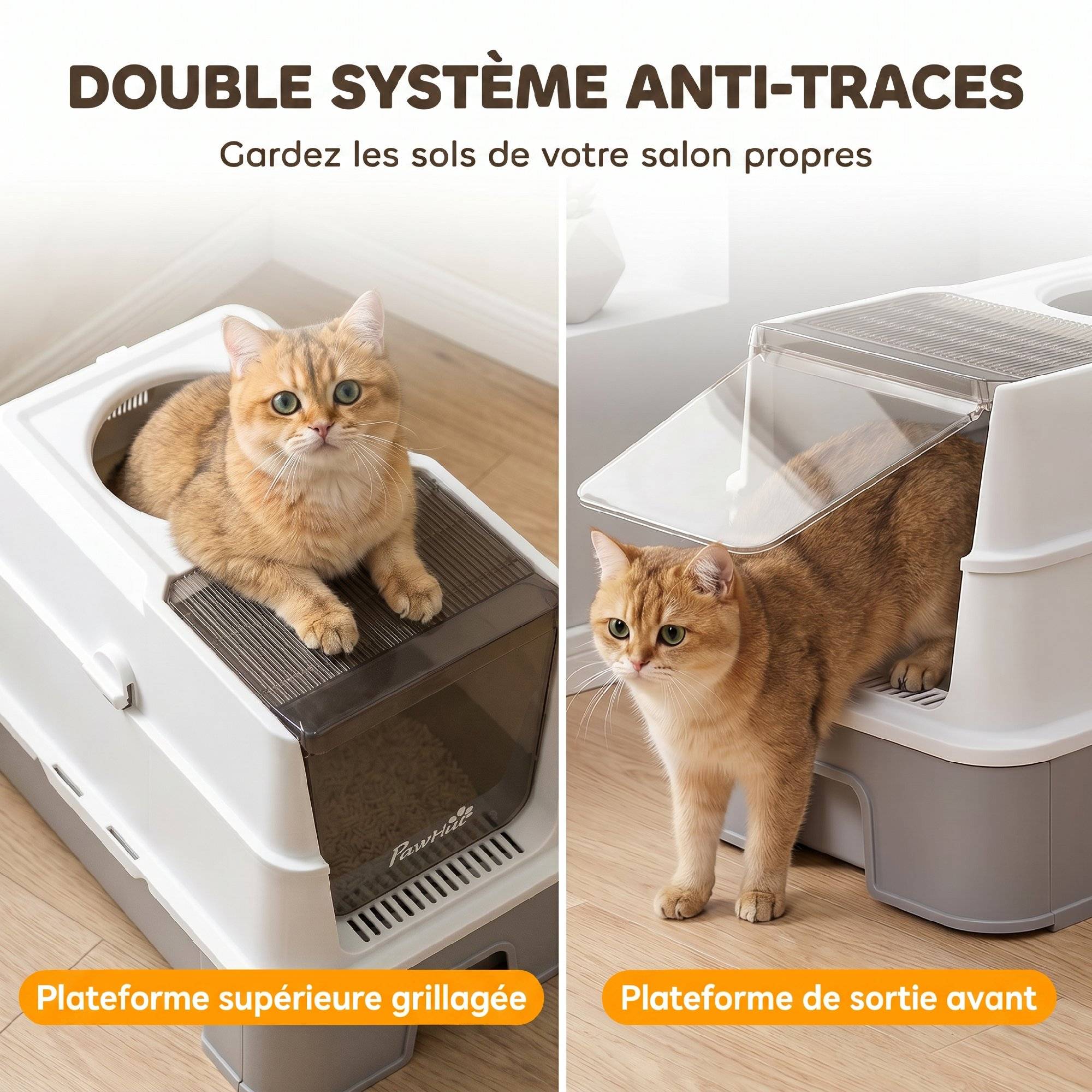 Bac à Litière pour Chat en Inox, Tiroir Coulissant, Couvercle Amovible, Pelle, Sacs Filtrants,Pédale, 60x40x45cm, Gris - Image 7