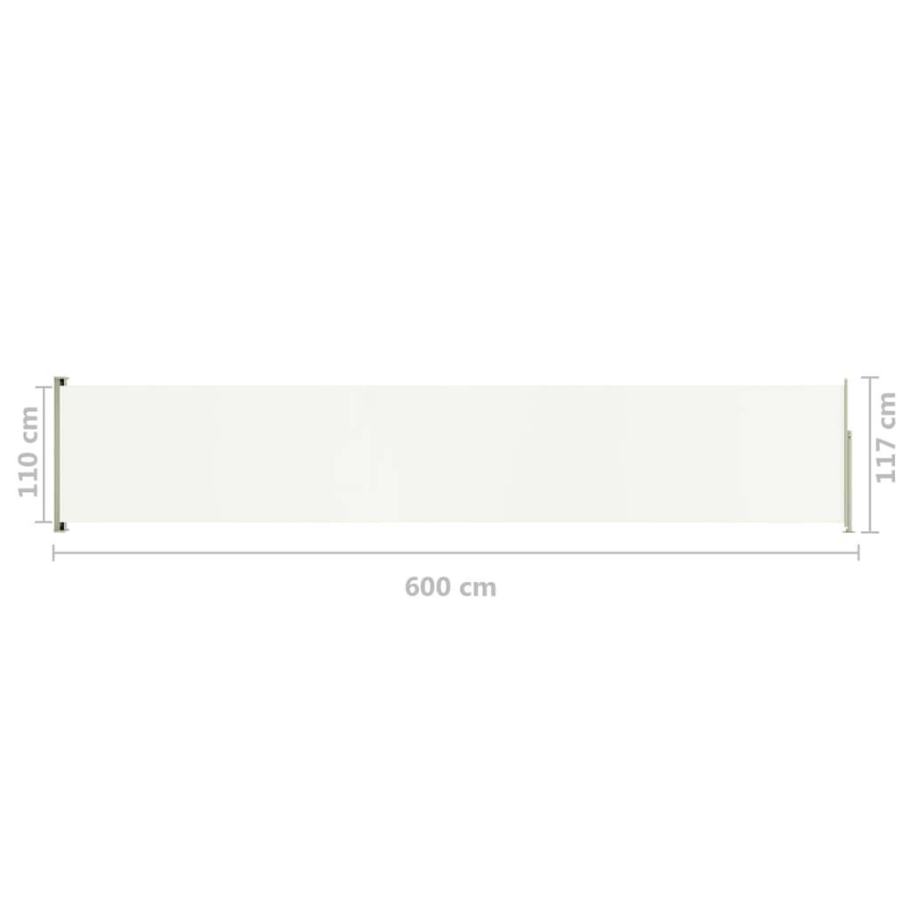 Helloshop26 - Auvent paravent store brise-vue latéral rétractable de patio jardin terrasse balcon protection visuelle écran 117 x 600 cm crème - Imagen 6