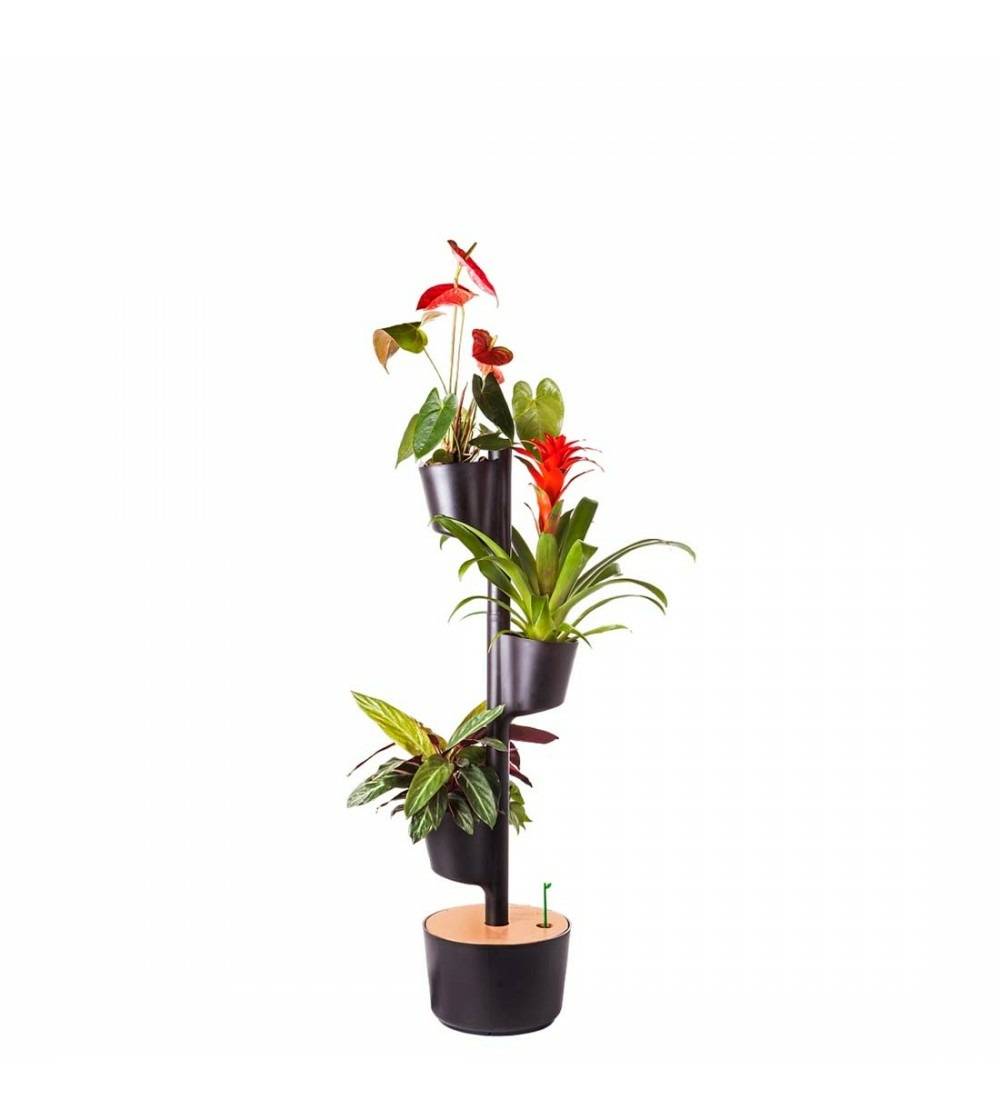 Jardinière verticale CitySens noire avec 3 pots et arrosage manuel - Image 1