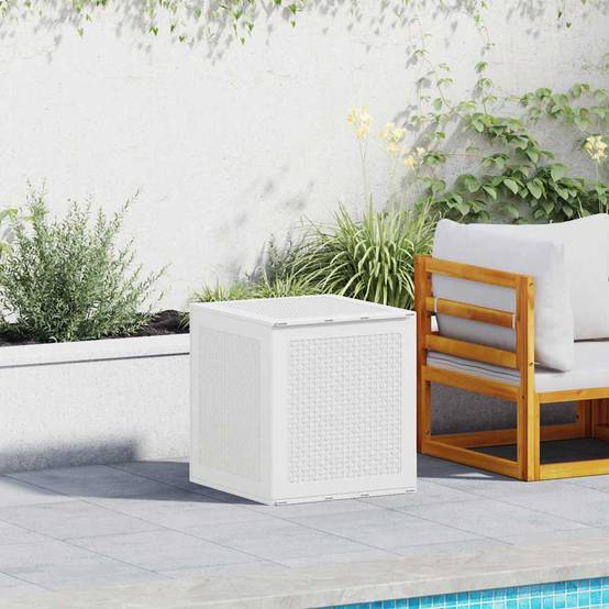 Petite Boîte de Rangement en Polypropylène Étanche pour Balcon et Jardin Blanc 55x53x57 cm – ComfortXL Outdoor Living - Image 1