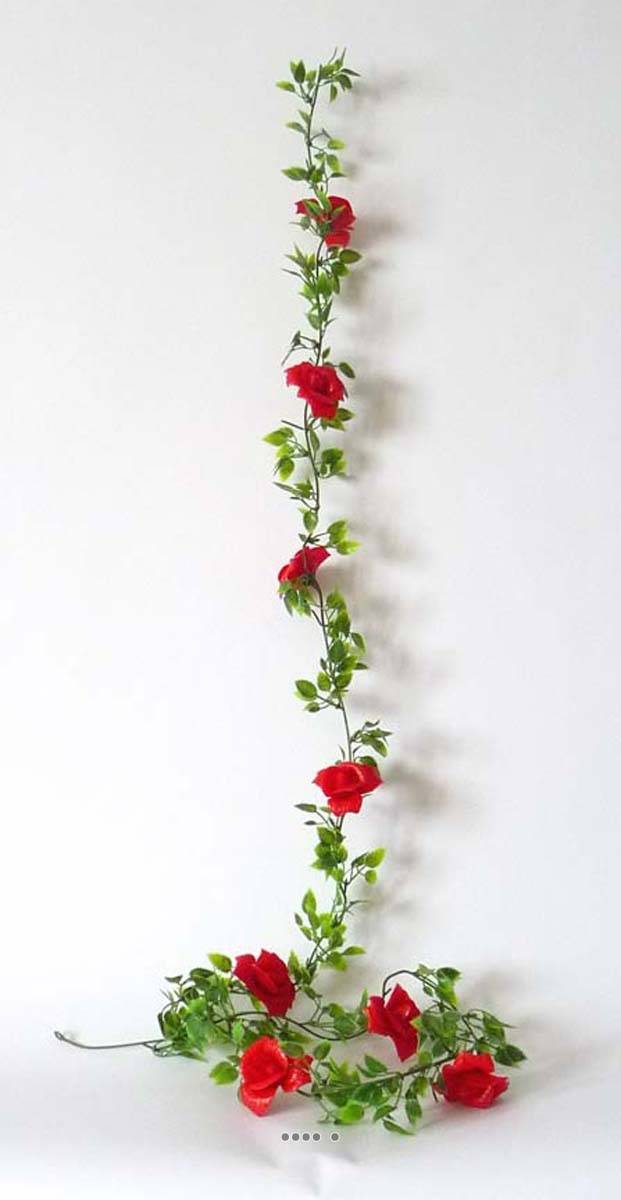 Artificielles - Guirlande de 8 Roses artificielles Rouge plastique L 180 cm - couleur: Rouge - Imagen 1