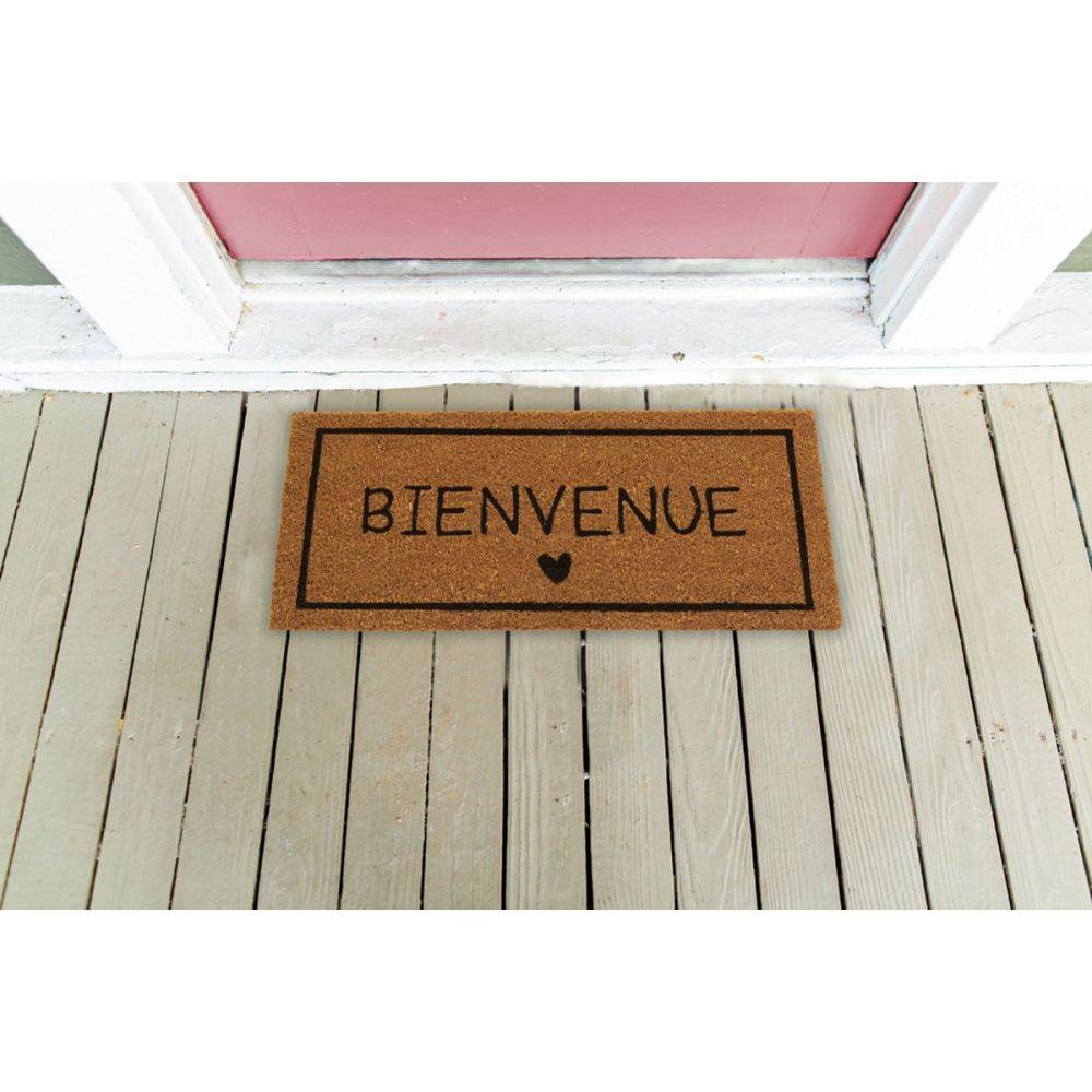 Aubry Gaspard - Petit paillasson en coco 55 x 25 cm Coeur bienvenue - Imagen 2