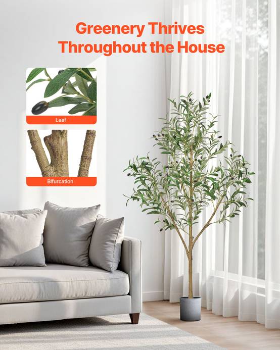 VEVOR Arbre Artificiel Plante Artificielle Faux Olivier 1,5 m Déco d'Intérieur - Image 3