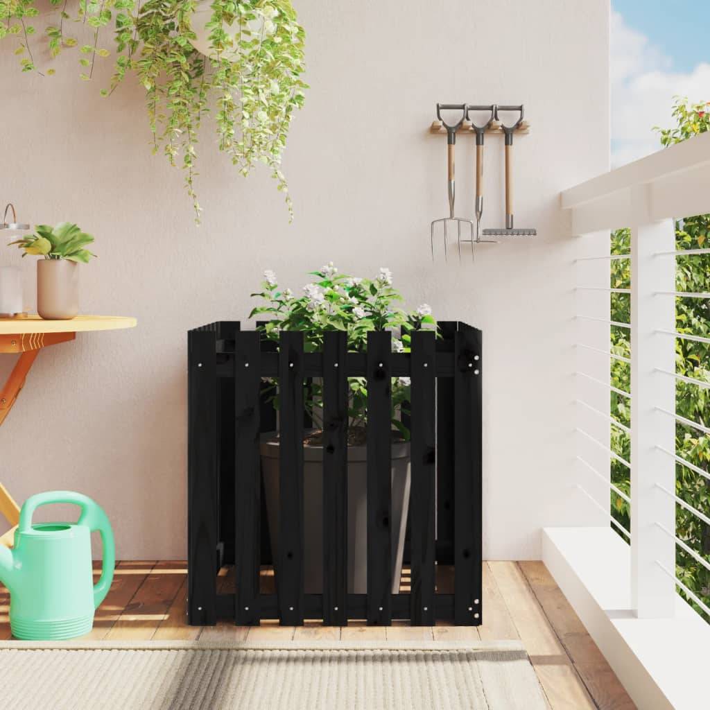 Maison Chic - Jardinière - Bac à fleurs - Pot de fleurs avec design de clôture noir 70x70x70 cm pin massif - Image 2