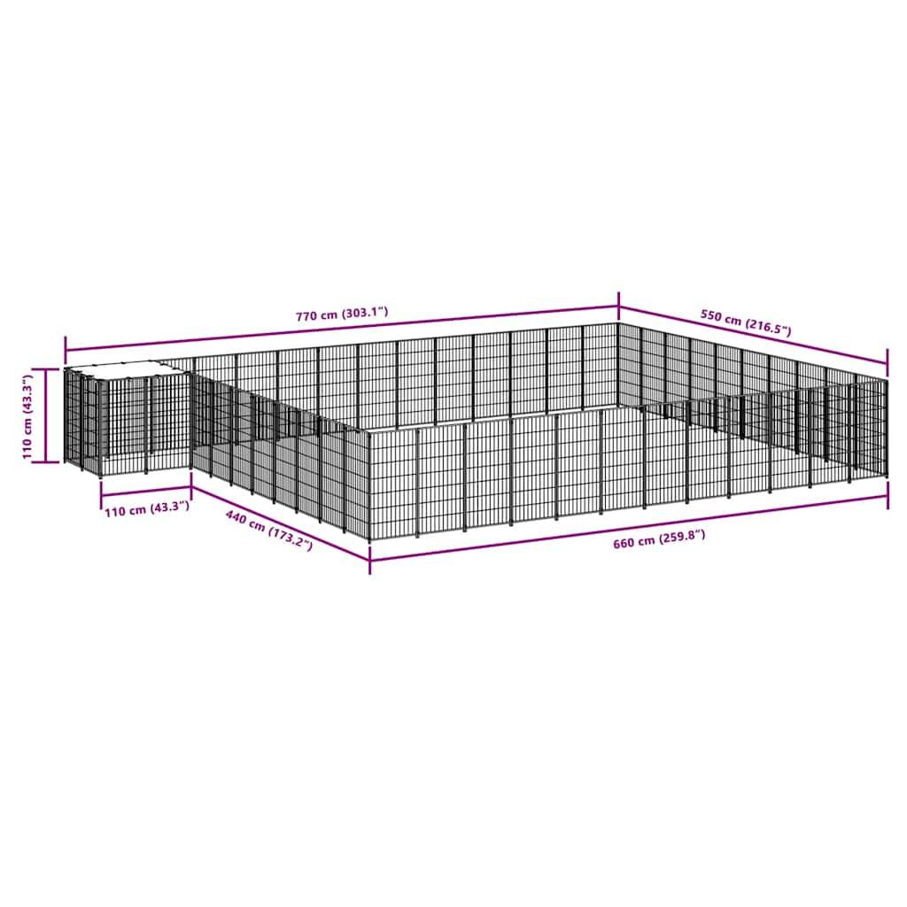 Vidaxl - Chenil Noir 37,51 m² Acier vidaXL 3082242 - Imagen 3