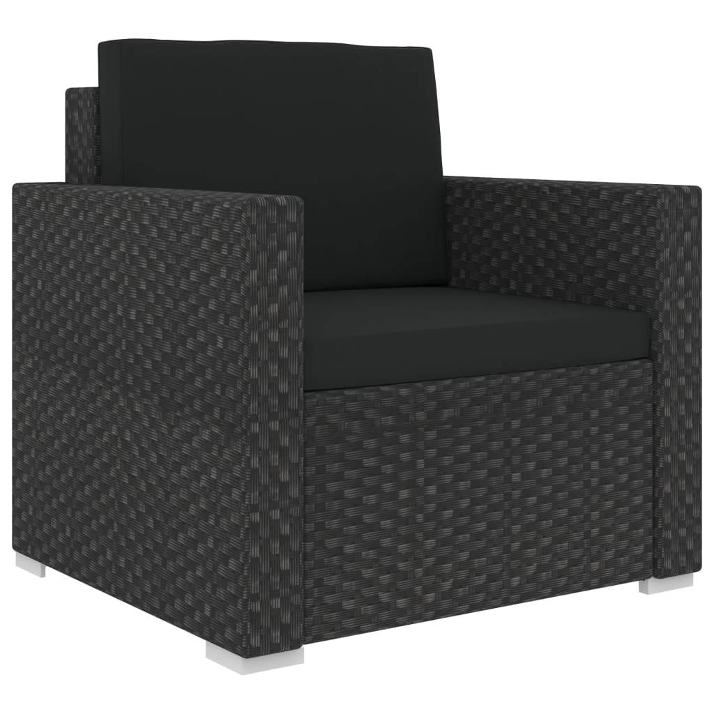 Helloshop26 - Salon de jardin meuble d'extérieur ensemble de mobilier 6 pièces avec coussins résine tressée noir - Imagen 6
