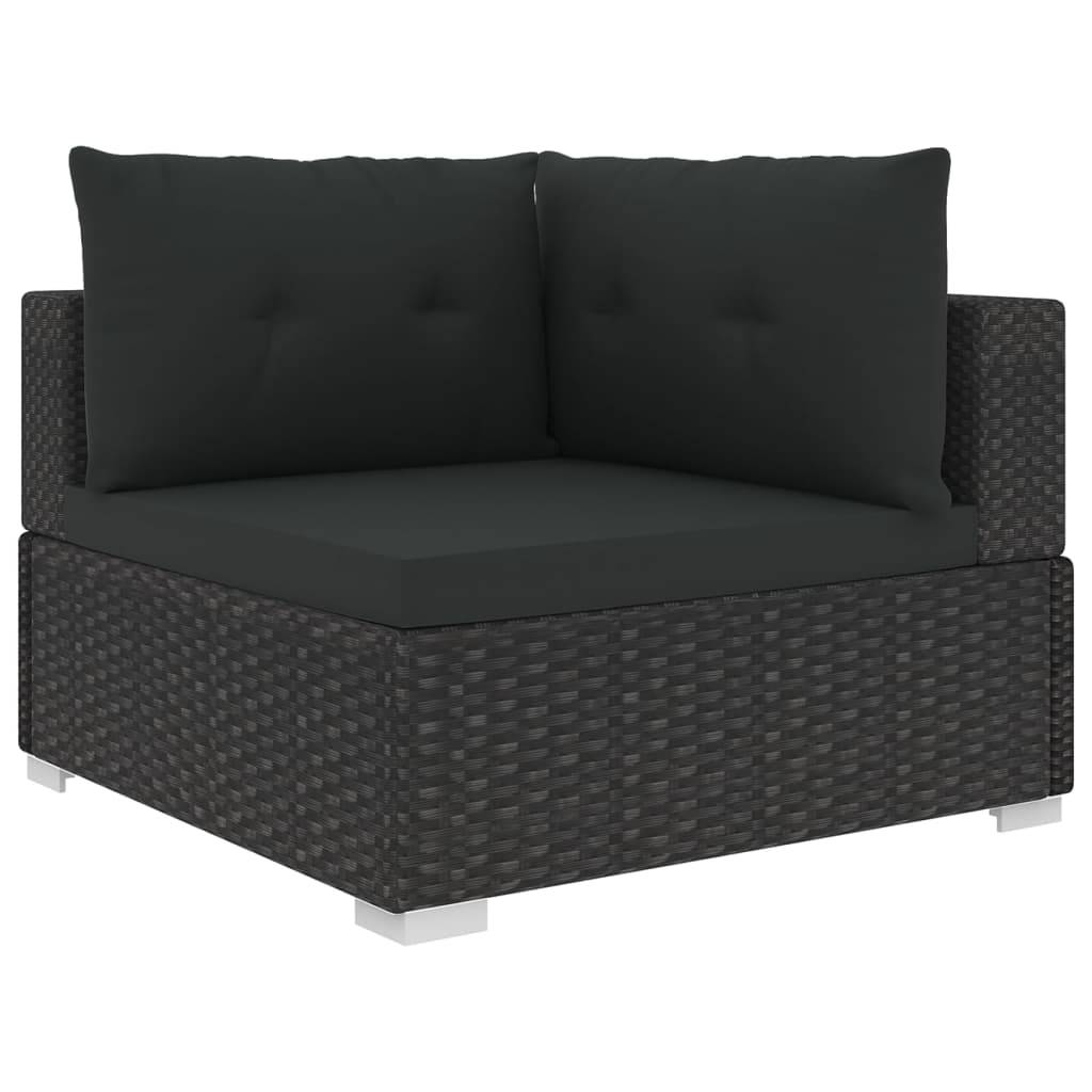Helloshop26 - Salon de jardin meuble d'extérieur ensemble de mobilier 6 pièces avec coussins résine tressée noir - Imagen 2