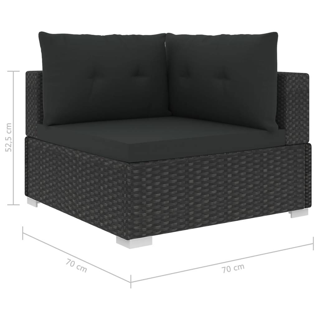 Helloshop26 - Salon de jardin meuble d'extérieur ensemble de mobilier 6 pièces avec coussins résine tressée noir - Imagen 7