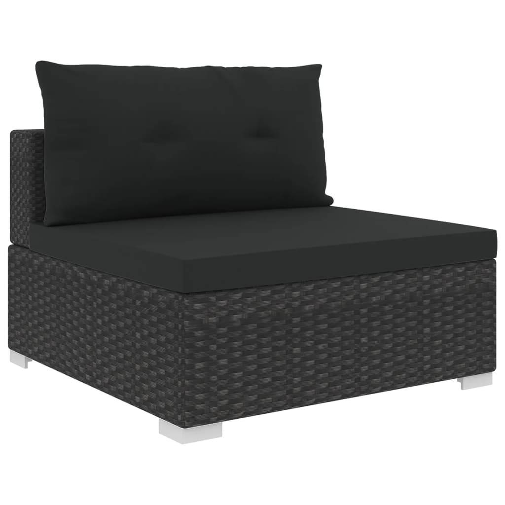 Helloshop26 - Salon de jardin meuble d'extérieur ensemble de mobilier 6 pièces avec coussins résine tressée noir - Imagen 4