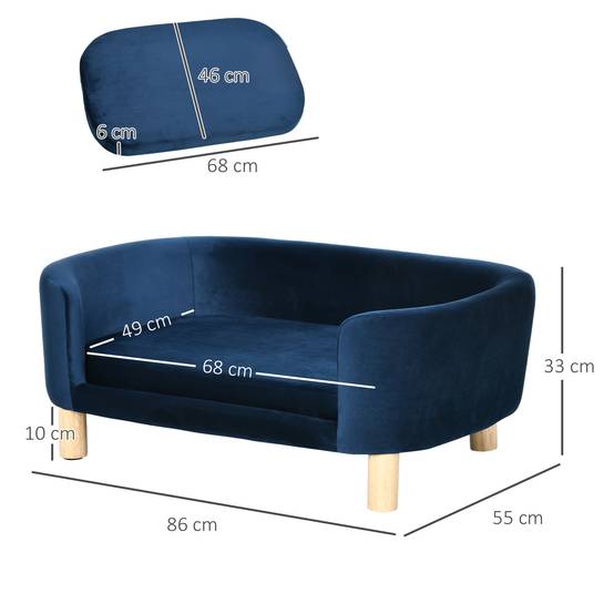 Canapé pour petit chien velours intérieur matelas doux 86cm bleu - ComfortXL Outdoor Living - Image 5