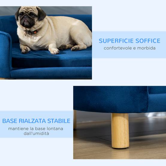 Canapé pour petit chien velours intérieur matelas doux 86cm bleu - ComfortXL Outdoor Living - Image 8