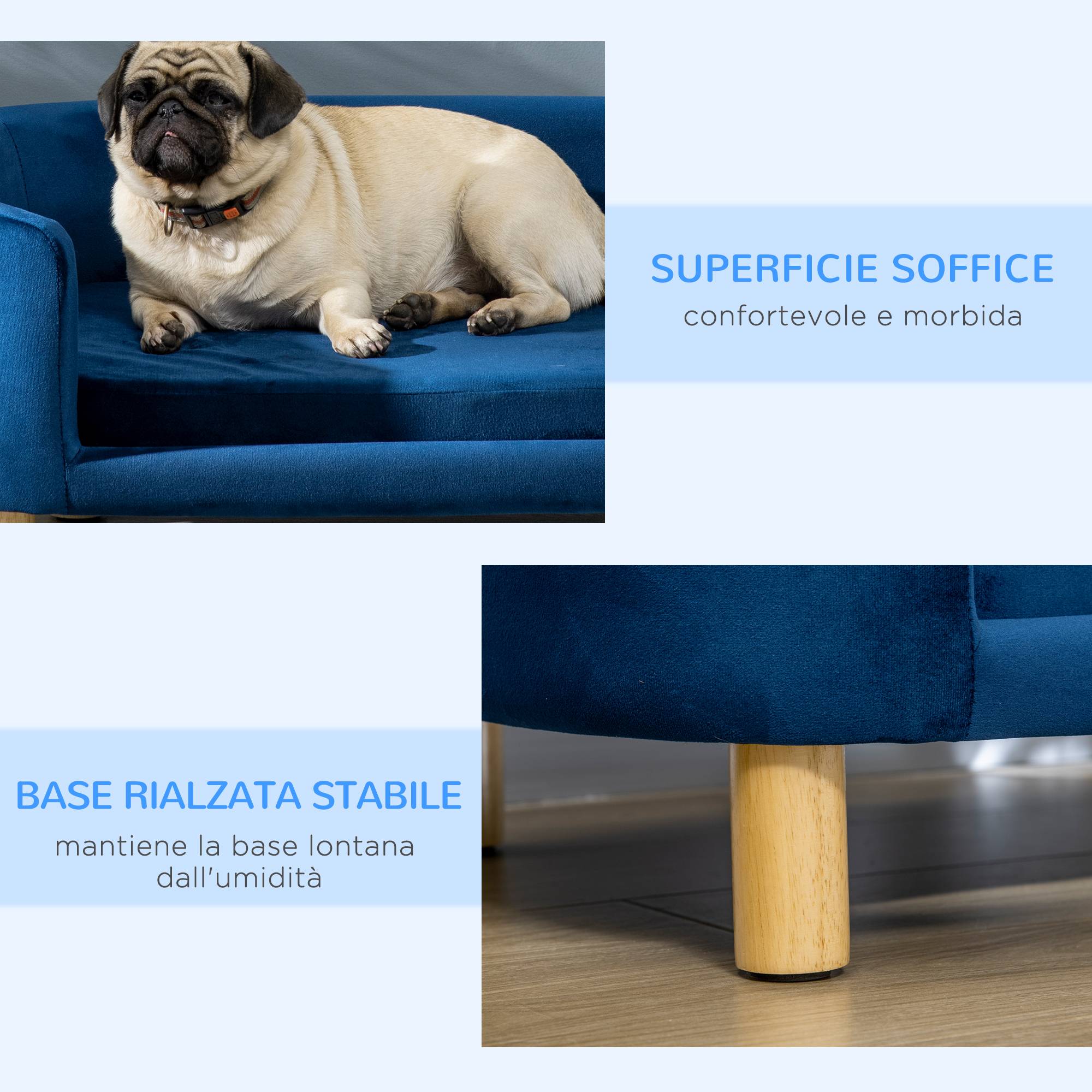 Canapé pour petit chien velours intérieur matelas doux 86cm bleu - ComfortXL Outdoor Living - Image 8