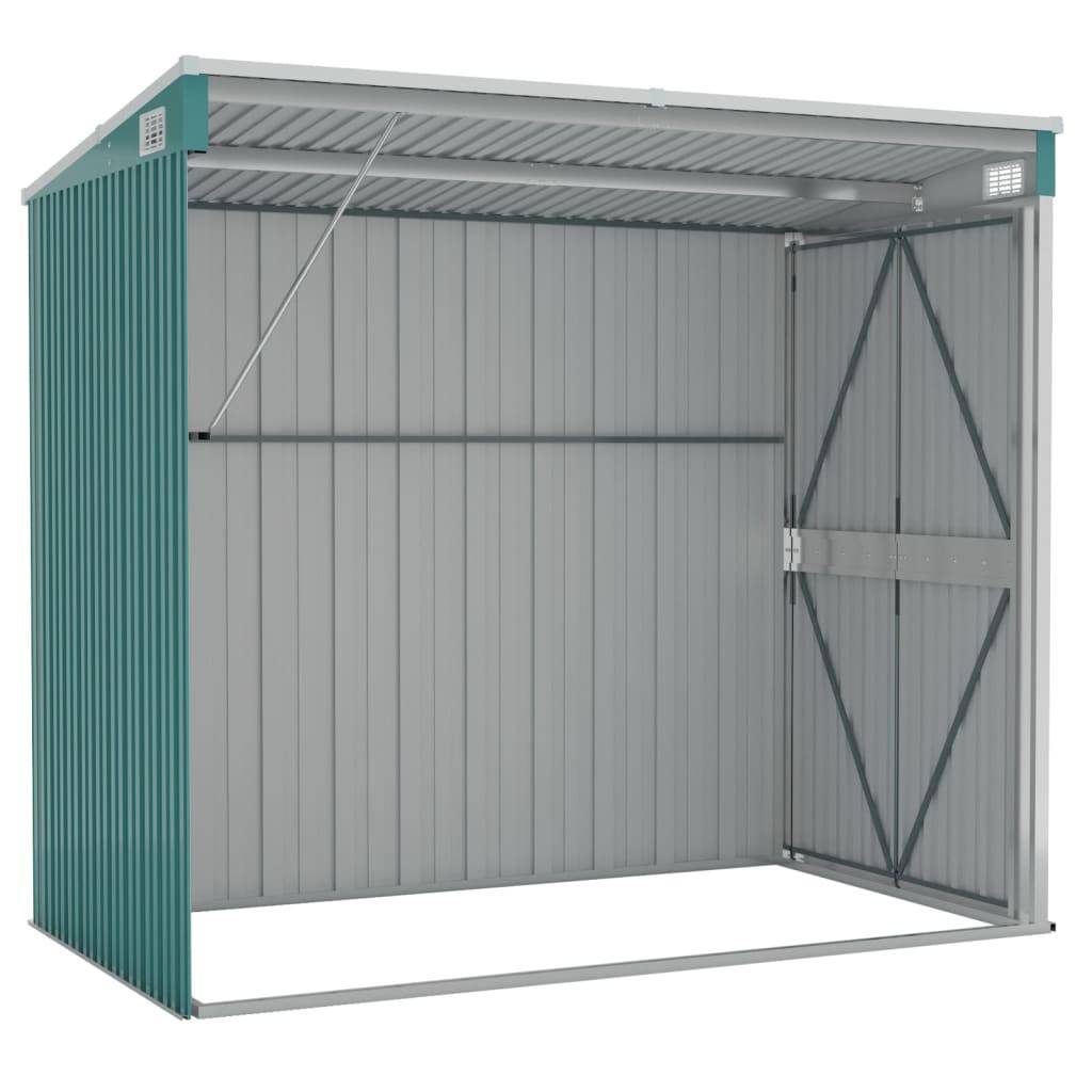 Helloshop26 - Abri de jardin cabane cabanon maison de stockage remise extérieur hangar outils robuste mural 118 x 194 x 178 cm acier galvanisé vert - Imagen 5