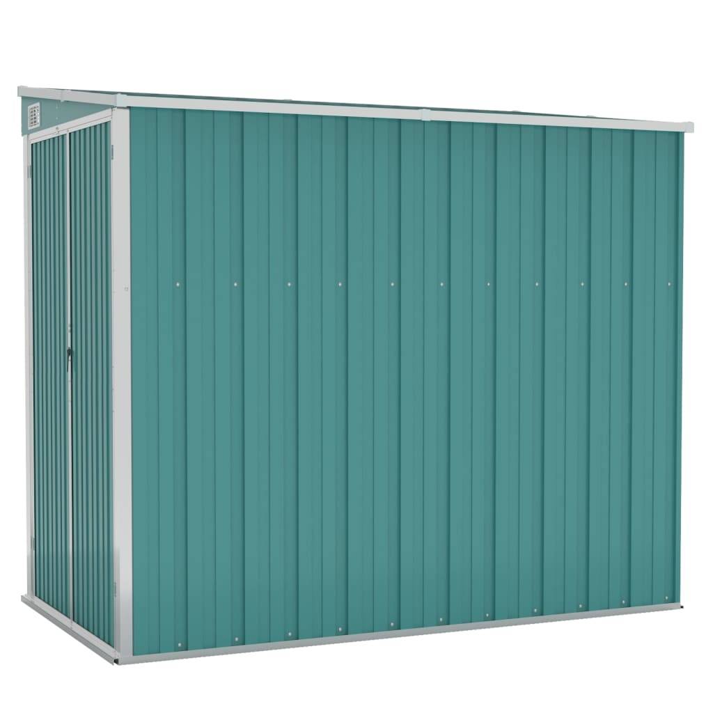 Helloshop26 - Abri de jardin cabane cabanon maison de stockage remise extérieur hangar outils robuste mural 118 x 194 x 178 cm acier galvanisé vert - Imagen 1