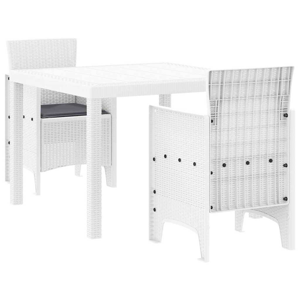 Vidaxl - Ensemble de salle à manger pour jardin 3 pcs-Salons de jardin Blanc Polypropylène 933302 - Image 2