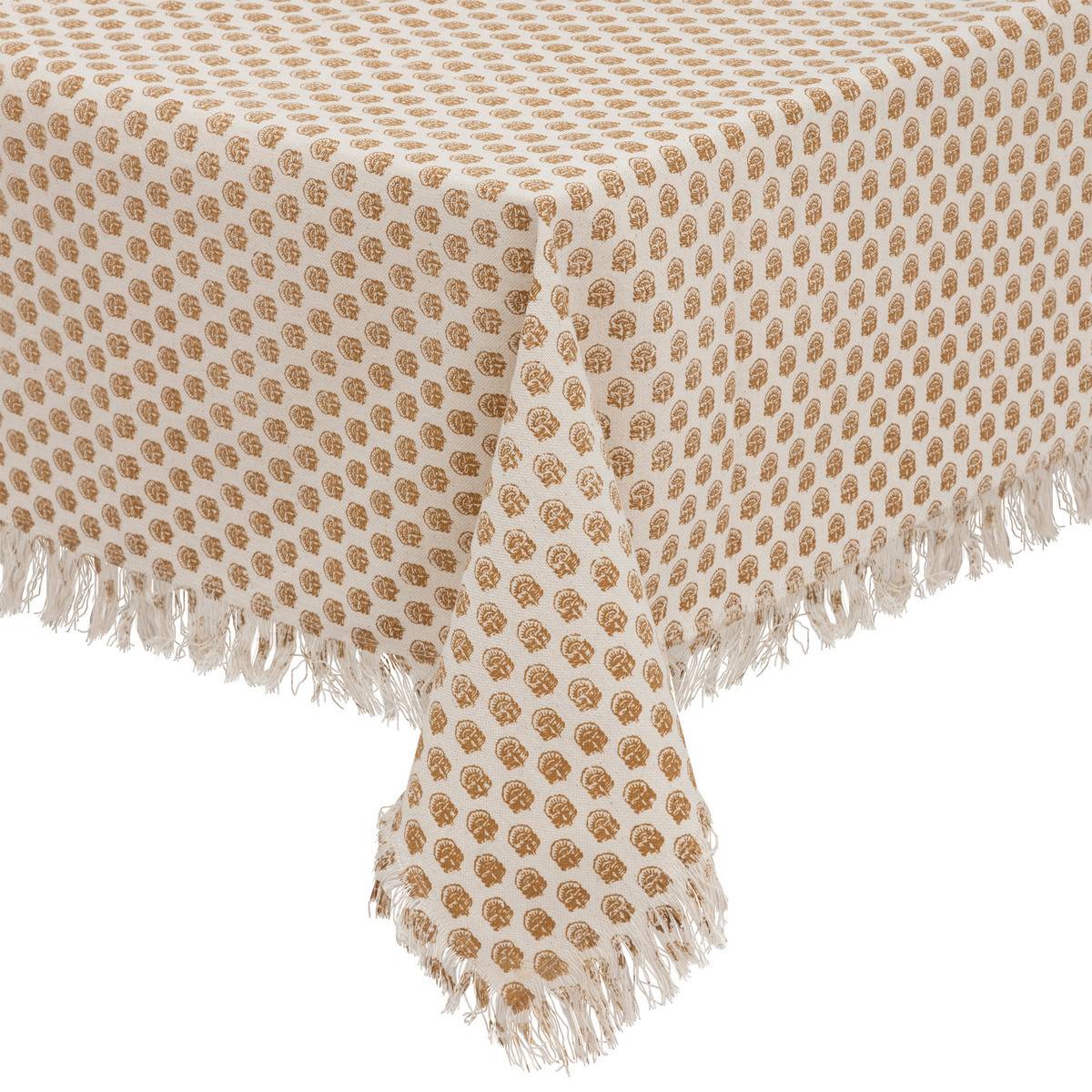 Nappe en coton Beige et Cannelle 150 x 250 cm - Imagen 1