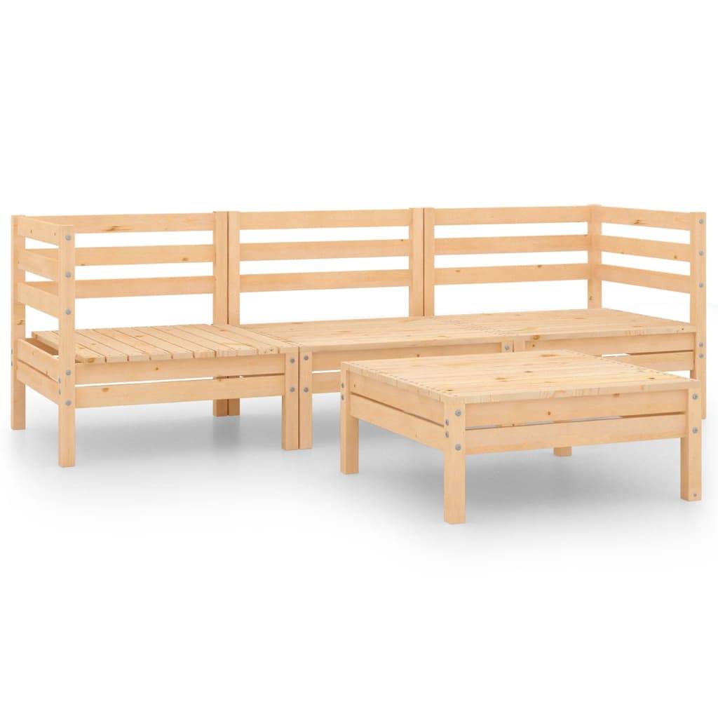 Helloshop26 - Salon de jardin meuble d'extérieur ensemble de mobilier 4 pièces bois de pin massif - Imagen 1